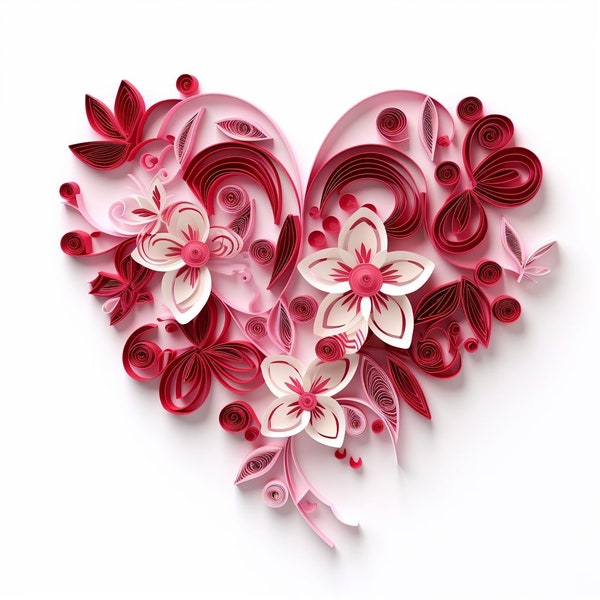 20 Quilling Hearts Colorful Love Art Clip Art Digital Downloads.