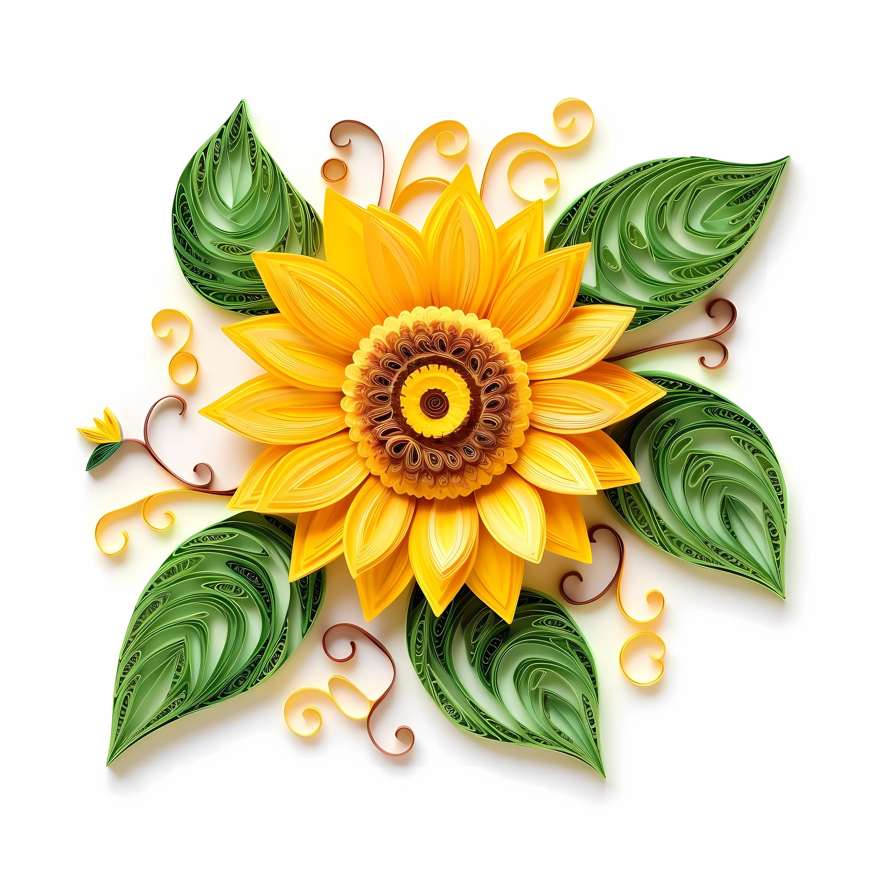 20 Quilling Sunflower Floral Colorful Flower Clip Art Digital Downloads