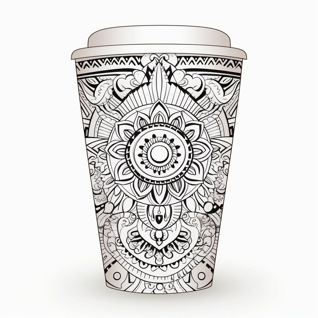Coffee Cup Adult Coloring Printable Pages 30 Digital Downloads - Etsy
