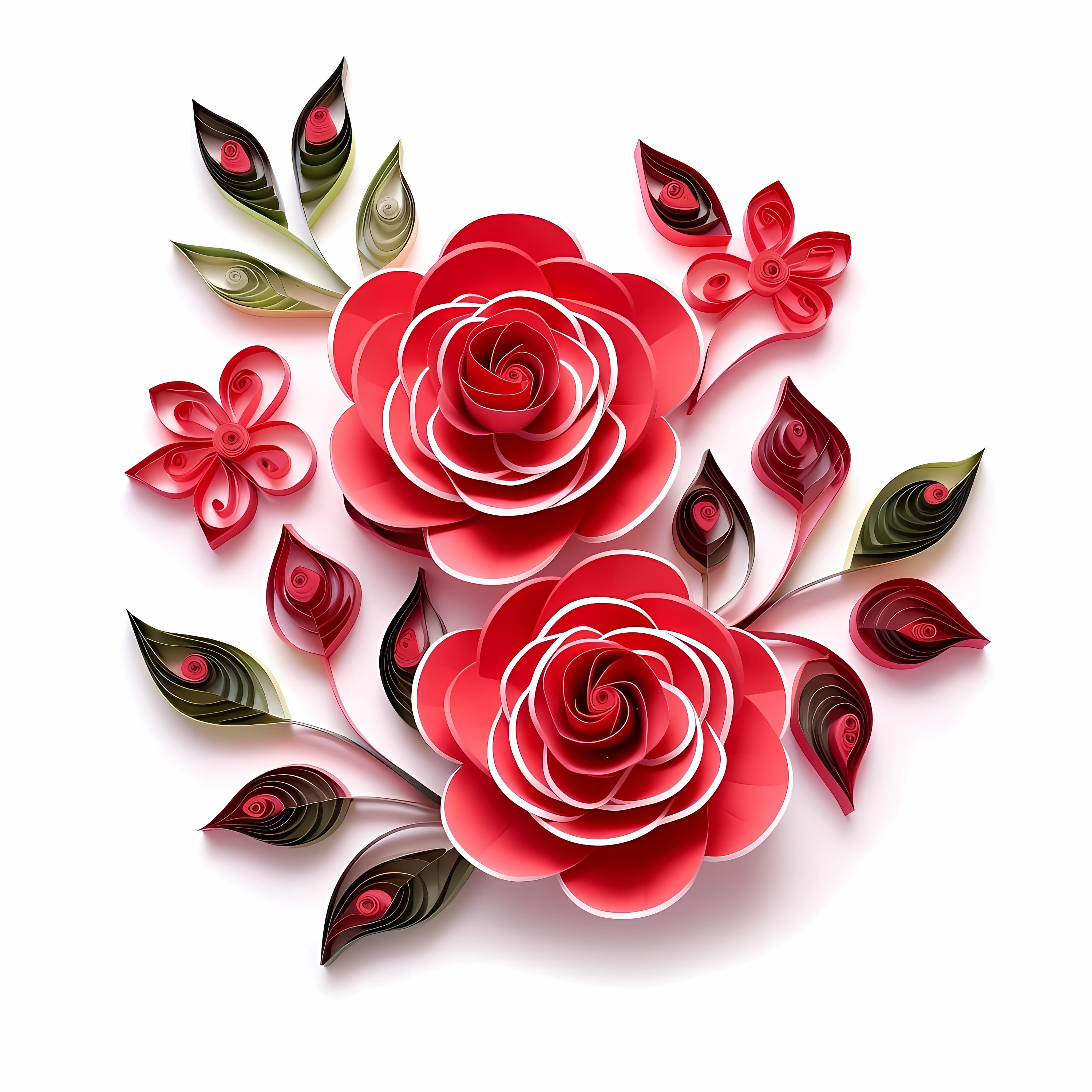 20 Quilling Rose Flower Colorful Clip Art Digital Downloads. Etsy