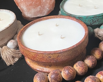Candela in una grande ciotola di terracotta pesante da 16 once