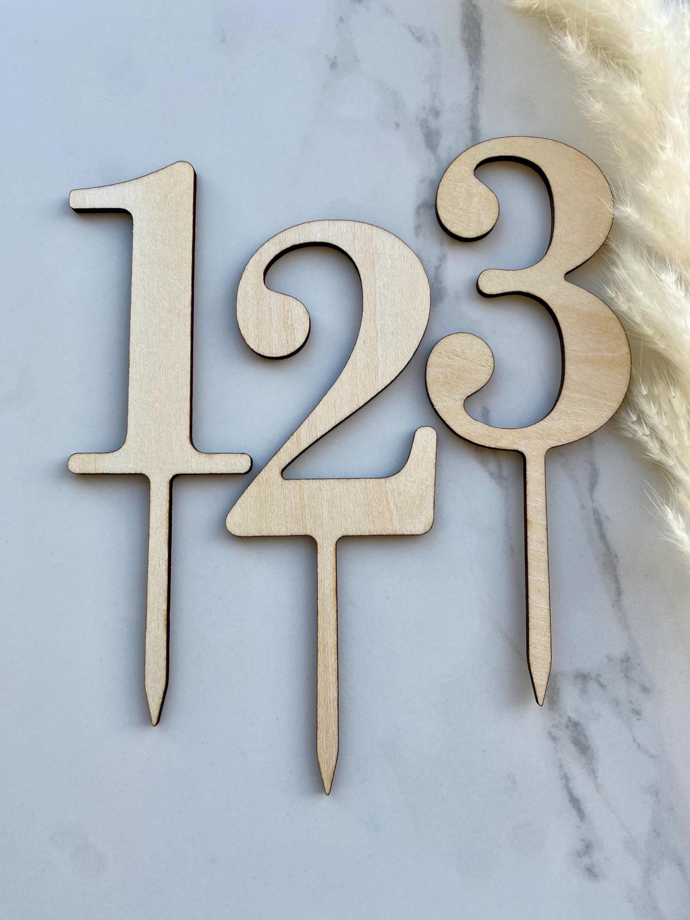 Wooden & Acrylic Number Cake Toppers. Decoration. Party Cake Topper ...