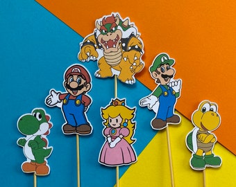 Super Mario Cupcake Toppers. Cake Bun Topper. Mario. Luigi. Mario Brothers Cupcake Toppers.