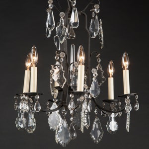 French Early 20th Century Bronze & Crystal Chandelier