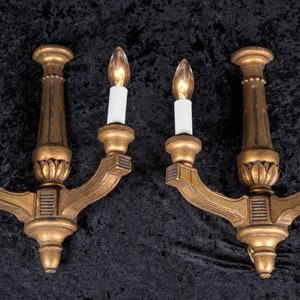 Pair of Antique Gold Leaf Wood Sconces, 19th century Louis XVI Gilt Wood