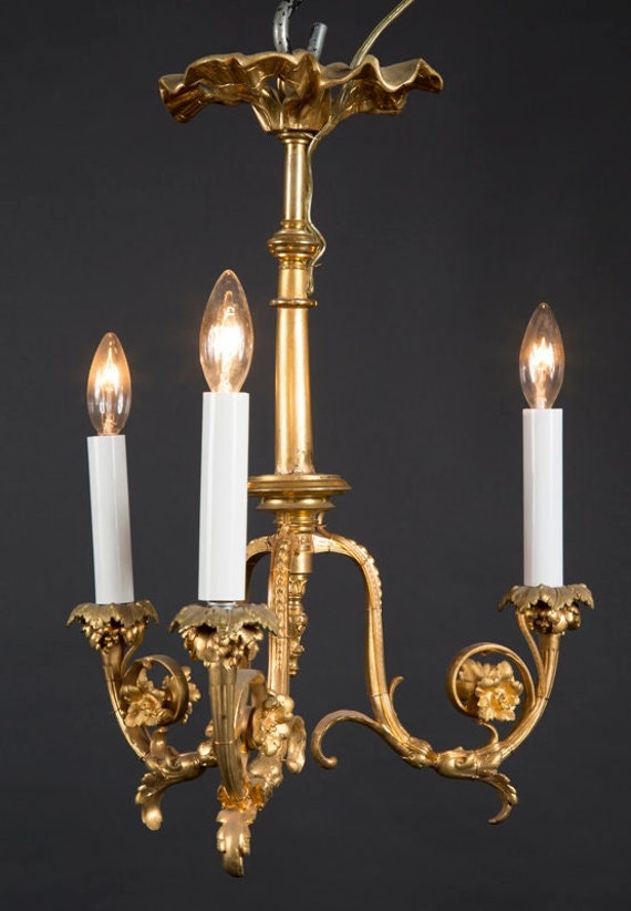 French Antique Gold Leaf Chandelier 19th Century Louis XVI Etsy
