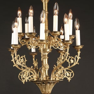 French Mid 20th Century Bronze Two Tier Chandelier, Louis XVI Style
