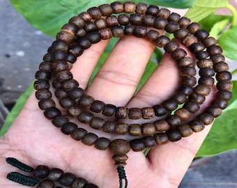 Old Material Brunei Incense Bracelet 108 Beads Necklace 5mm-6mm | Natural Incense | Incense Swirl | 108 Beads Necklace 15g