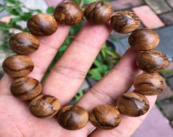 From Indonesia Darakan Incense Flower Beads Bracelet / Necklace / Mala / Prayer Beads, 16mm 14pcs 21g 100% agarwood