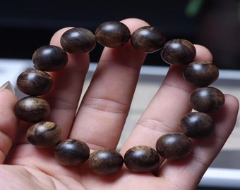 Vietnam Nha Trang black goldenrod bracelet/necklace/mala/prayer beads, 15mm 25.8g 15pcs