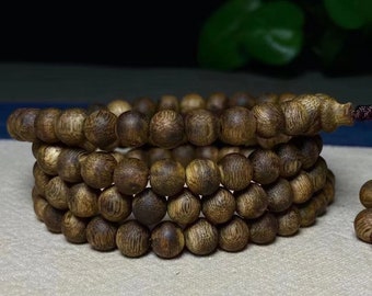 8mm Natural Agarwood 108 Mara Meditation Beads - Tibetan Buddhist Rosary Beads