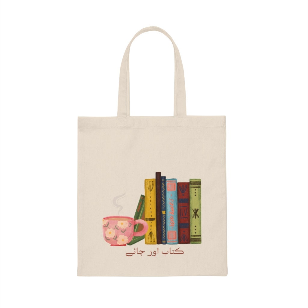 Urdu Tote Bag Urdu Book and Tea Kitab Aur Chai Canvas Tote Etsy