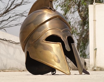Bronze Finish Spartan Helmet: Medieval Warrior Cosplay Armor