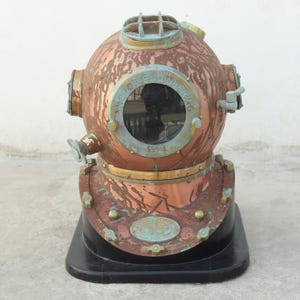 Antique Copper Scuba Diving Helmet: Full Size Nautical Decor