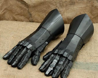 Handmade Black Steel Gauntlets – Articulated Knight Armor, Cosplay