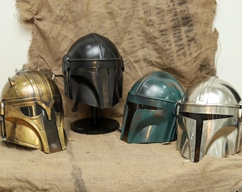 Mandalorian Warrior Helmet Sci-Fi Kostuum Prop, Levensgrote Draagbare Verzamelhelm met Displaystandaard voor Volwassenen