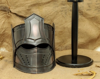 Handmade Steel Gothic Knight Helmet: Medieval Dark Armor, Cosplay LARP