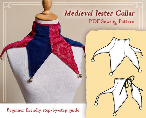 Medieval Jester Collar | PDF Sewing pattern | Beginner friendly