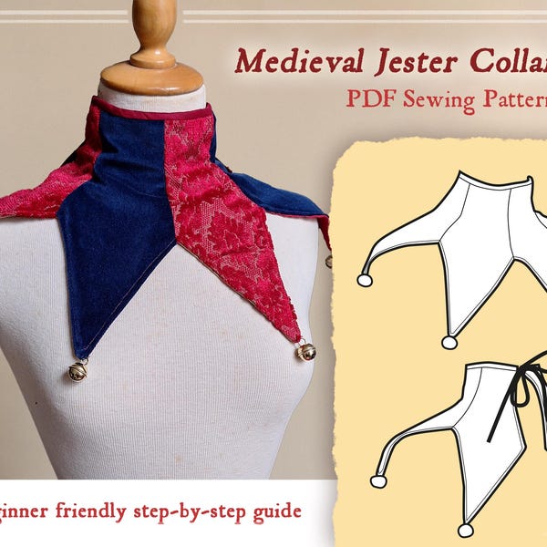 Medieval Jester Collar | PDF Sewing pattern | Beginner friendly