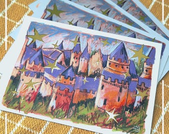 Shimmering Castles | Art Prints | Gold-foil Postcards