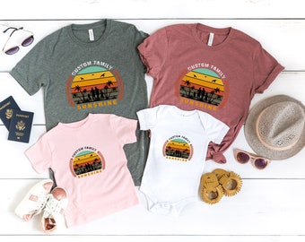 Retro Custom Family Summer Vacation 2023 Shirt, Family Matching Summer Sunshine Shirt