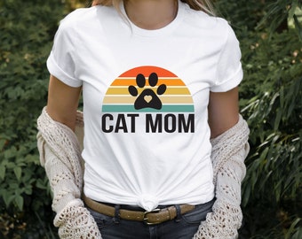 Retro Cat Mom Shirt, Cat Shirt, Cat Lovers Shirt, Retro Cat Paw Shirt, Mother’s Day Shirt, Cat Mama Shirt