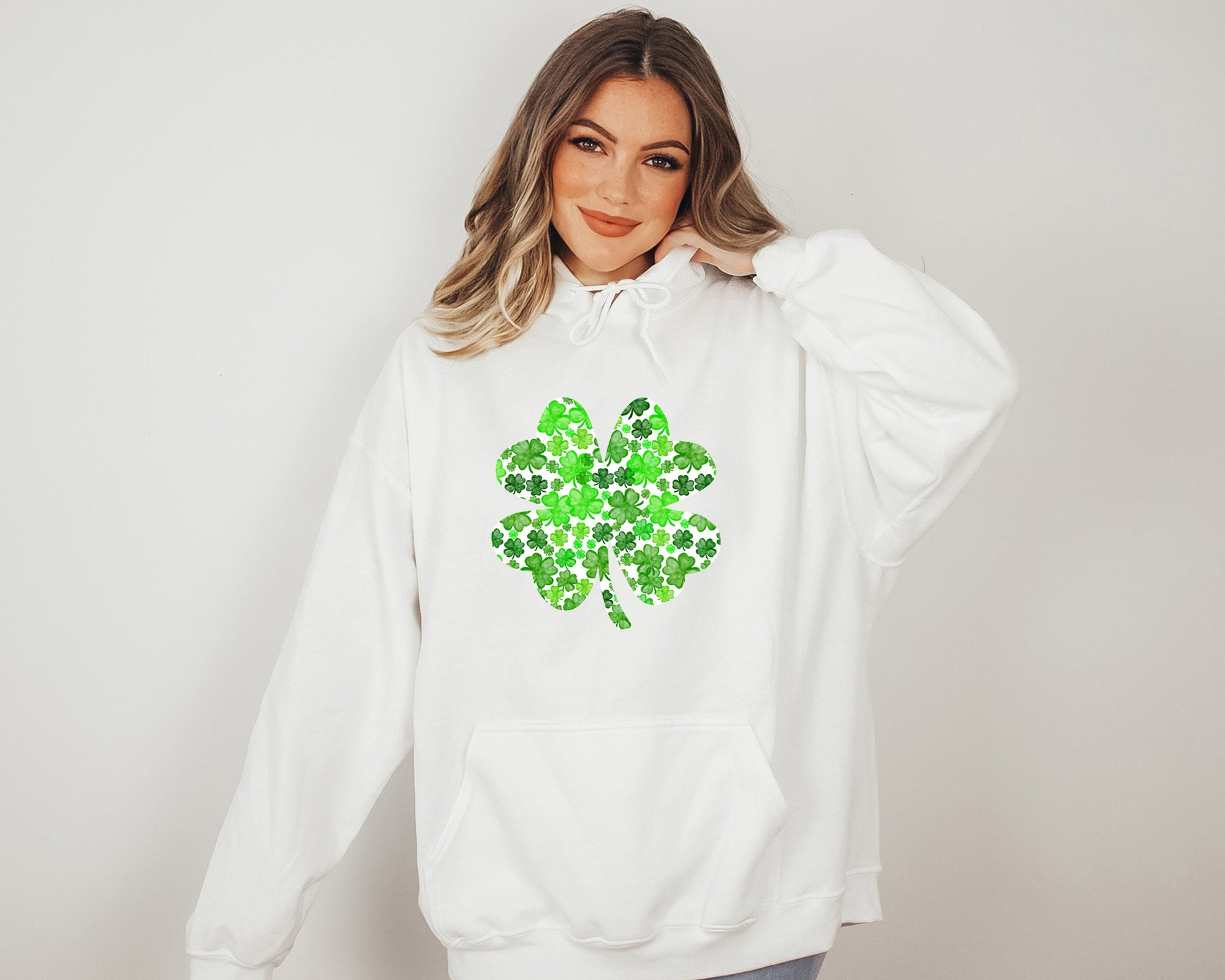 Sequin Lucky Clover Round Neck Long Sleeve Sweatshirt main image 1