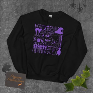 Halloween Things Sweatshirt, Halloween Gift, Halloween Sweater, Halloween Crewneck, Halloween Pumpkin Bat Skeleton Witch Cat Broom Candy