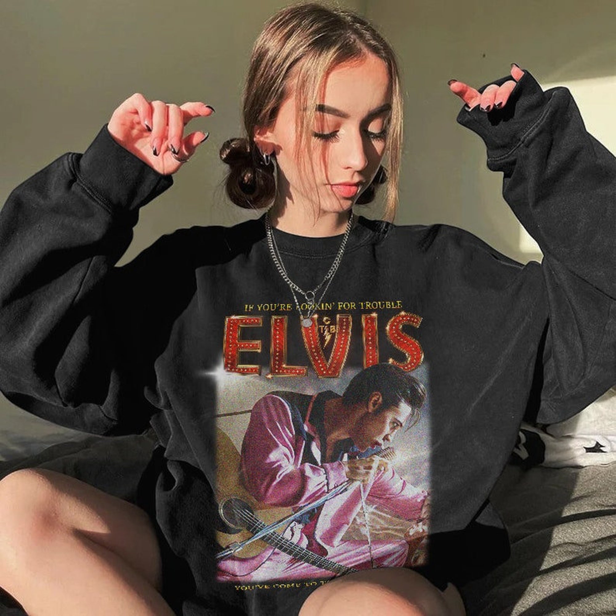 Discover Presley Sweatshirt, Elvis Movie 2022 Sweatshirt, Elvis The King Of Rock and Roll Sweatshirt