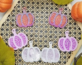 Sparkly Leather Pumpkin Earrings: Stainless Steel or Sterling Silver Hooks