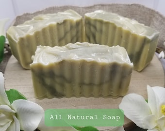 Cucumber Mint Soap Bar, All Natural Handmade, Green Soap, Cold Process, Lye Soap, Spearmint & Peppermint Essential Oil, Vegan