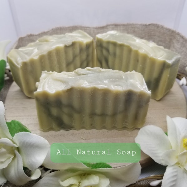 Cucumber Mint Soap Bar, All Natural Handmade, Green Soap, Cold Process, Lye Soap, Spearmint & Peppermint Essential Oil, Vegan