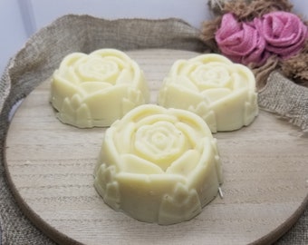 Chamomile Pear Soap, White Rose Shape, All Natural Handmade Soap Bar, Infused Olive Oil, Mother's Day, Wedding, Bridal Shower, Gift for Her