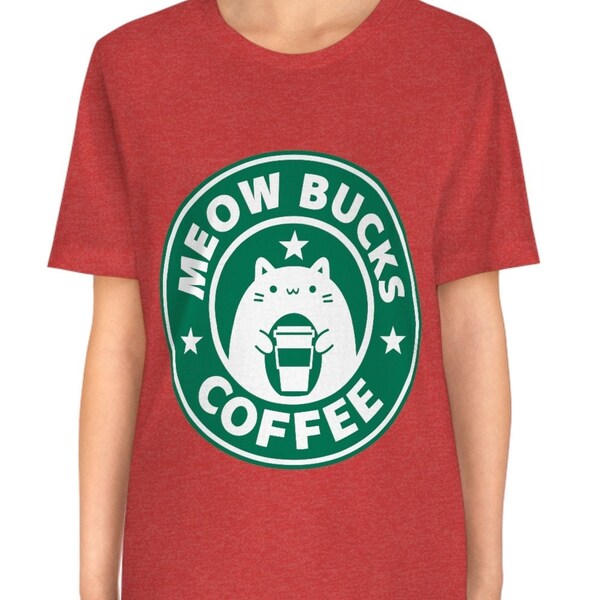 Unisex Meowbucks Cat Coffee Jersey Short Sleeve Tee Cute Cats Kawaii Coffee Lover Drinker Satire