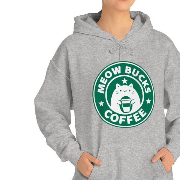 Meowbucks Coffee Unisex Heavy Blend Hooded Sweatshirt Gift Cute Cats Pet Owner Cat Cats Latte Parody Funny