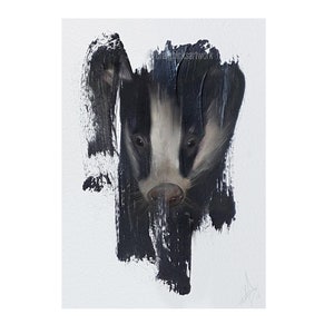 The Badger, impressão de arte de edição limitada, mídia mista, arte em tinta acrílica, arte animal, decoração para casa, A3, presente para amantes de animais