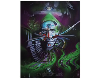 The Shaman, Limited Edition Art Print, Acrylic Paint Artwork, Spiritual Art, Shamanic, Indigenous Wall Art, A3