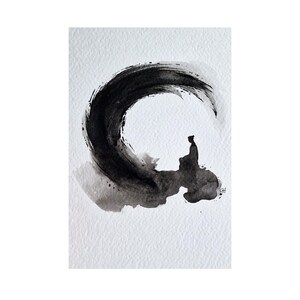 UVRES D'ART ORIGINALES, aquarelle A5, méditation zen, art noir et blanc, décoration d'intérieur, art spirituel, carte postale