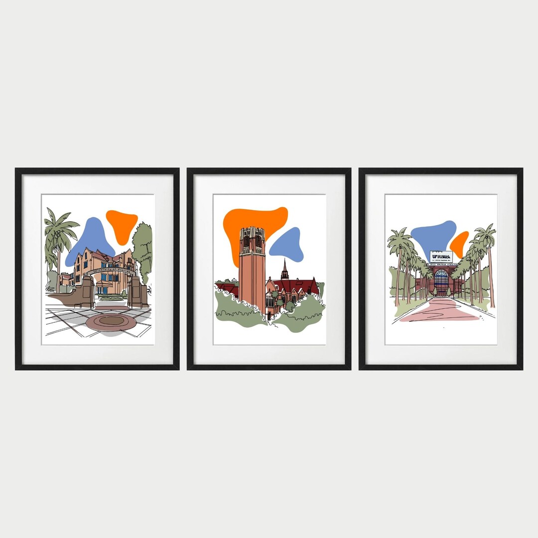 University of Florida Wall Art Prints, Set of 3, Century Tower Print
