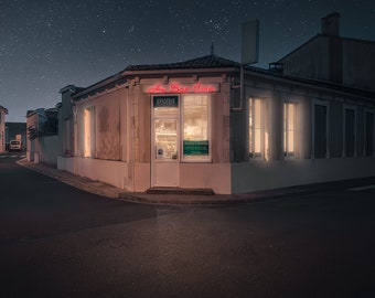 Enchanted Grocery Store: Captured at La Tremblade, Illuminated by Night