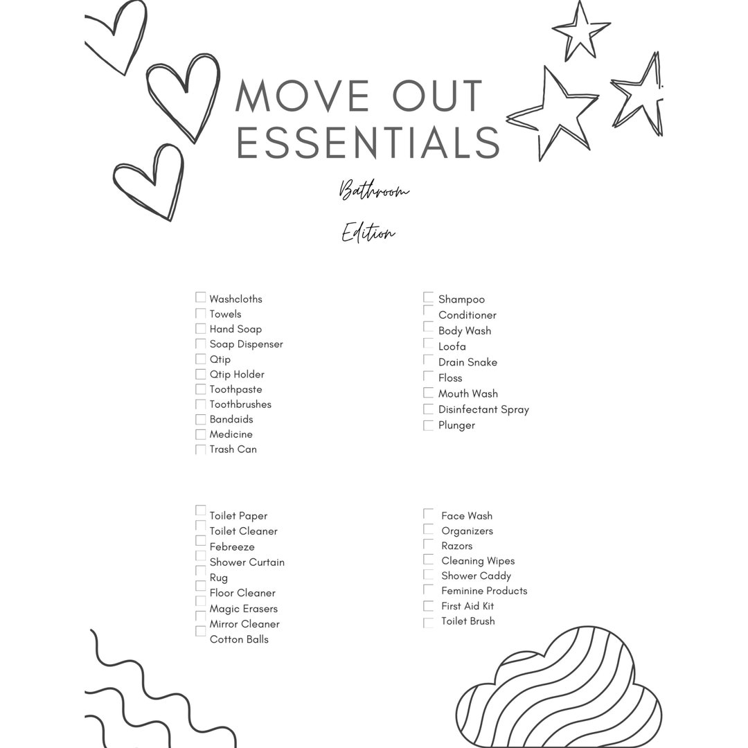 Move Out Essentials Bathroom Edition - Etsy