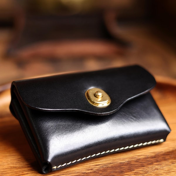 Handmade imported pure cowhide double-layer retro card holder business card holder simple portable coin purse