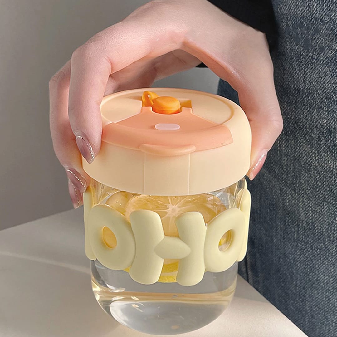 Cute Glass Double Drinking Cup With Straw Designer Water Cup Etsy