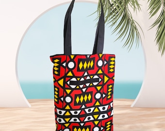 Borsa tote WAX reversibile in tessuto africano bogolan colorato, borsa a tracolla riutilizzabile, borsa da spiaggia, tasca interna