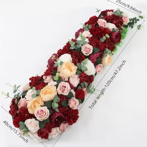 Burgundy Red Artificial Flower Ball Table Centerpiece Wedding Decor Party Flower Row Arrangement Christmas Garland Gift