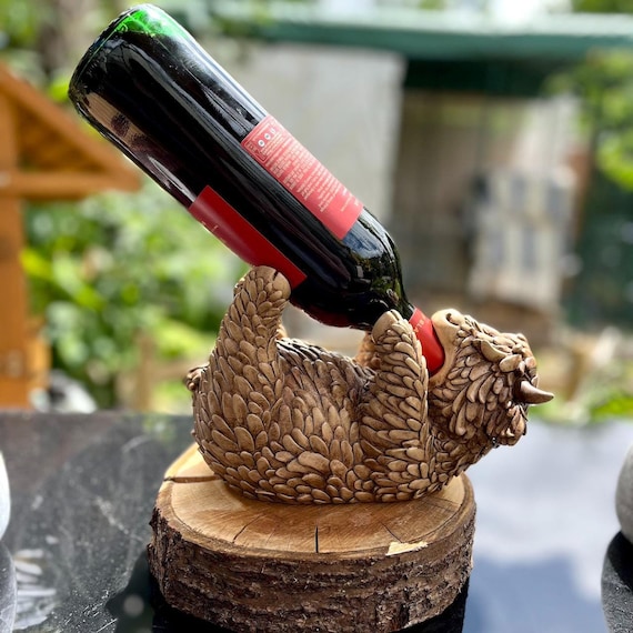 Bellaa Donkey Wine Bottle Holder - 10 Inch Farmhouse Animal Statue, Steampunk Style Home Decor