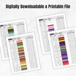 Printable Dmc Thread Color Chart Tracker Inventory 16 Sheet Dmc Color