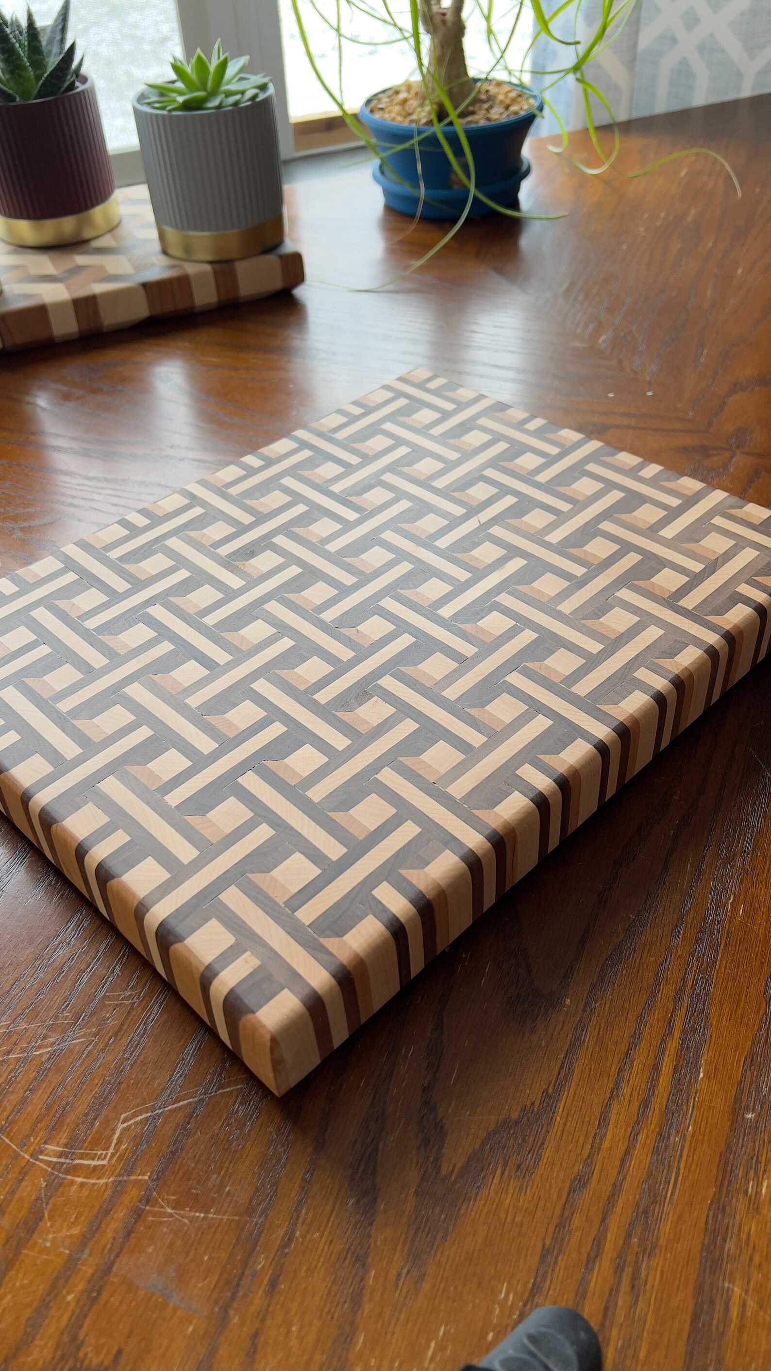 3D Basket Weave End Grain Cutting Board, Cutting Board, End Grain