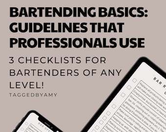 Bar Opening Checklist, Side Work, and Closing Procedures Efficiency Guide, Bartender Organizer Bartending Daily Tasks Best Practices