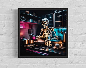 Skeleton Chef Canvas Print – Edgy Kitchen AI Art